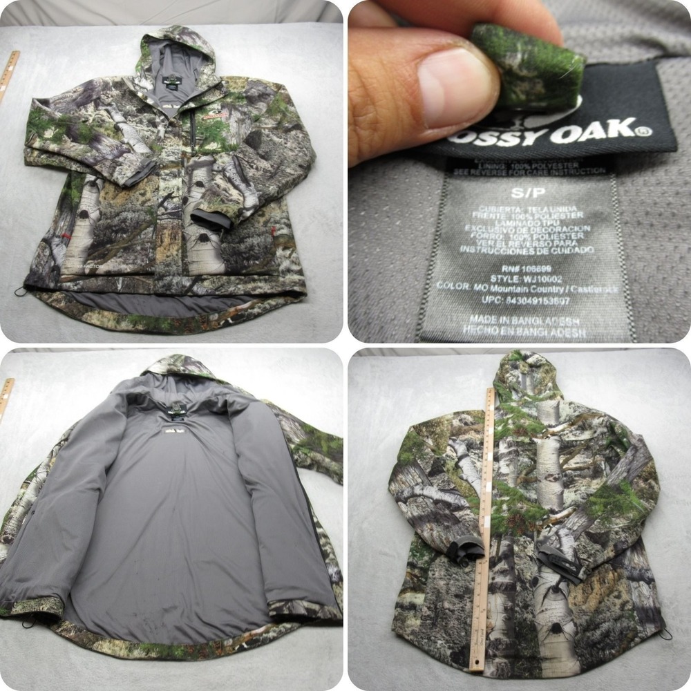Mossy Oak Jacket Men Small Green Scent Factor Camo Hooded Water Resistant Hunt